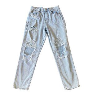 RSO Women's 28 Straight Leg Distressed Mom Jeans